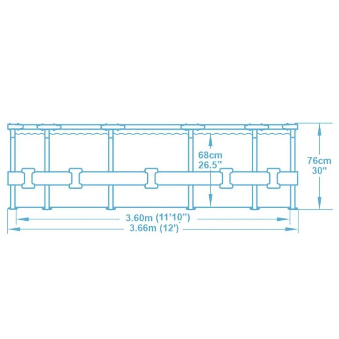 Каркасний басейн Bestway Steel Pro MAX 366х76 см (6473 л) для дорослих та дітей (56416)