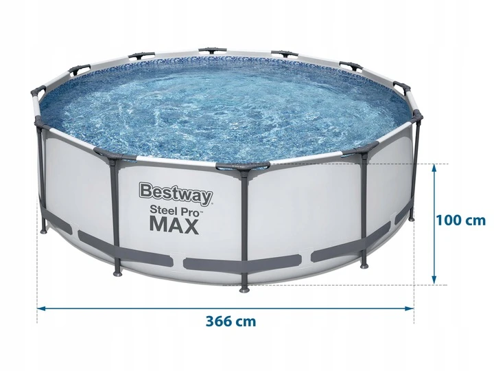 Каркасний басейн 10 в 1 Bestway Steel Pro Max 366 х 100 см з драбиною