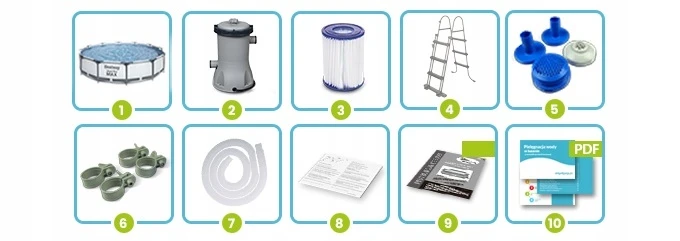 Каркасний басейн 10 в 1 Bestway Steel Pro Max 366 х 100 см з драбиною