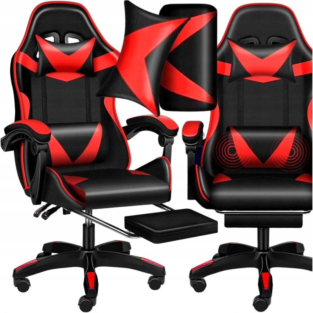 Ігрове крісло Care Life з підставкою для ніг Red/Black (CF-301-TBM)