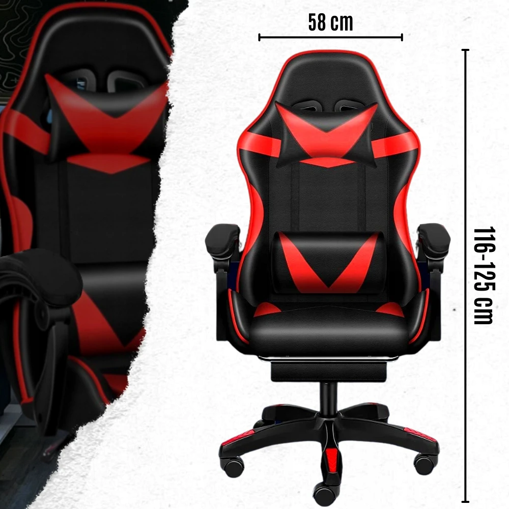 Ігрове крісло Care Life з підставкою для ніг Red/Black (CF-301-TBM)