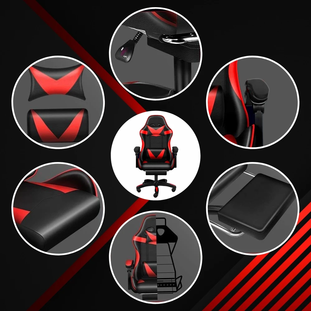 Ігрове крісло Care Life з підставкою для ніг Red/Black (CF-301-TBM)