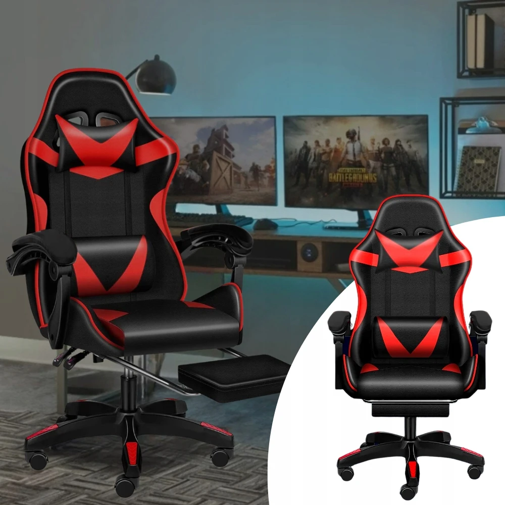 Ігрове крісло Care Life з підставкою для ніг Red/Black (CF-301-TBM)