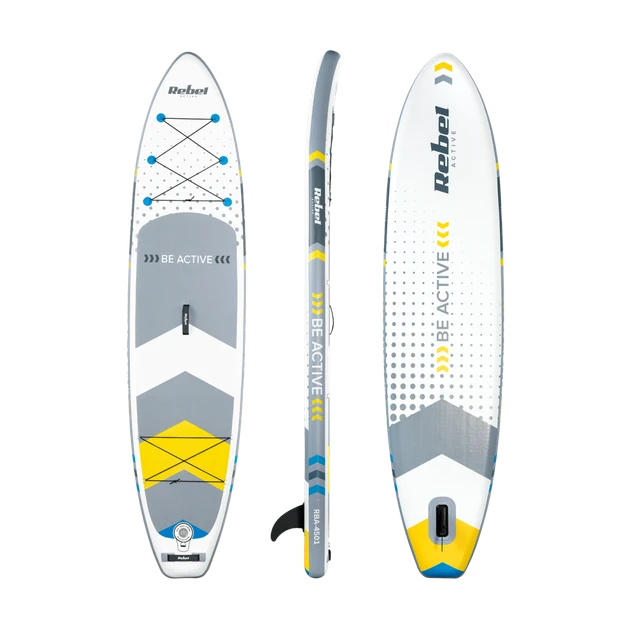 Надувна SUP-дошка 350см до 150 кг  + весло, насос, рюкзак, плавник – туристичний сапборд Rebel ACTIVE  | Білого кольору