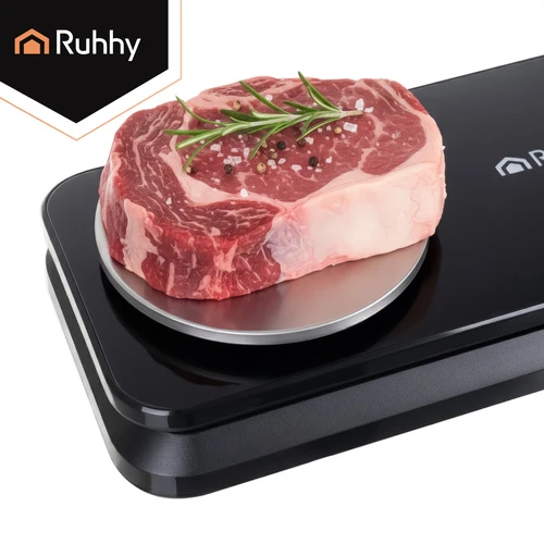 Вакууматор для продуктів з вагою, ножем, 5 пакетів та плівка Ruhhy Black Line