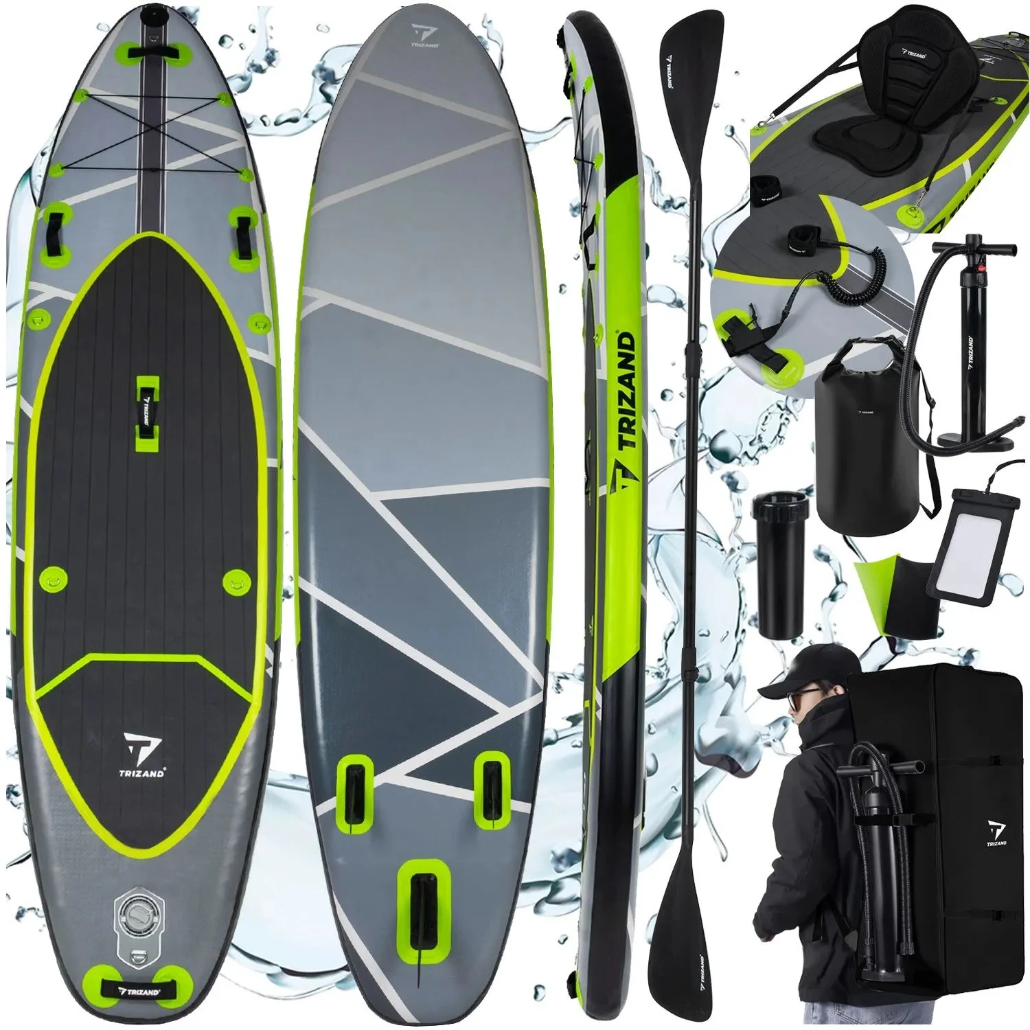 SUP Дошка з веслом Trizand MAX 350 см повний комплект 10 в 1