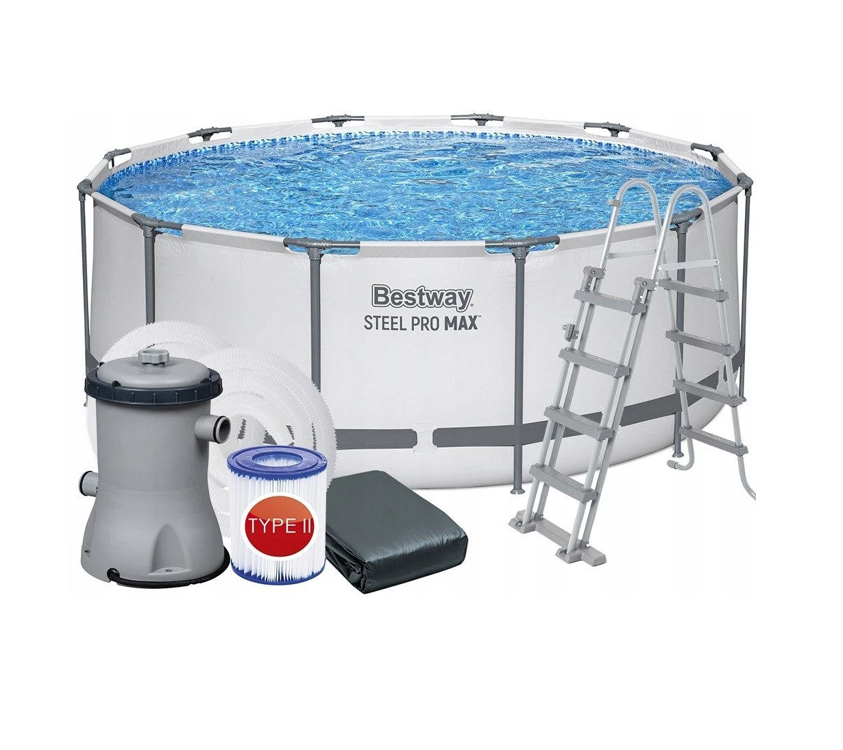 Каркасний басейн 366 x 120 см Bestway 56420 з драбиною, фільтром та тентом (10250 л.)