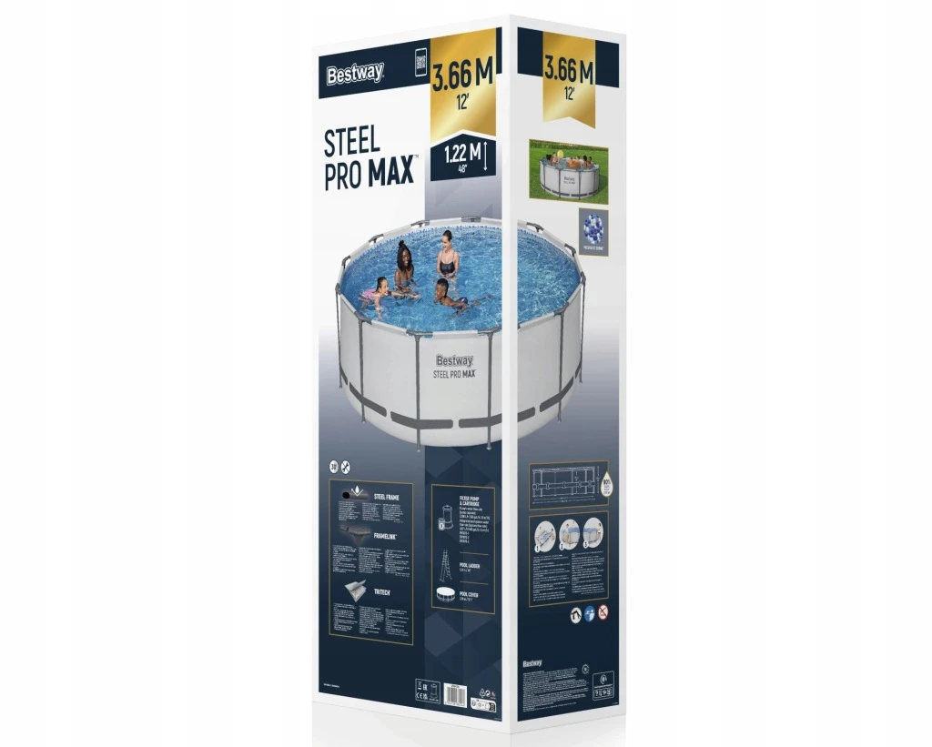 Каркасний басейн 366 x 120 см Bestway 56420 з драбиною, фільтром та тентом (10250 л.)