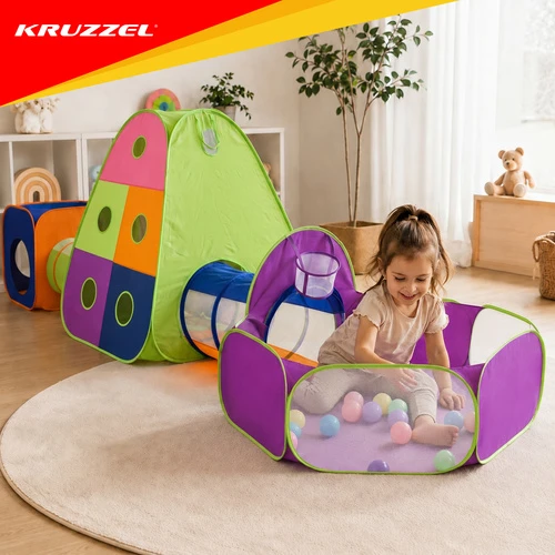 Дитячий намет-тунель + 100 кульок Kruzzel MAX 5 в 1 — Ігровий комплекс та сухий басейн