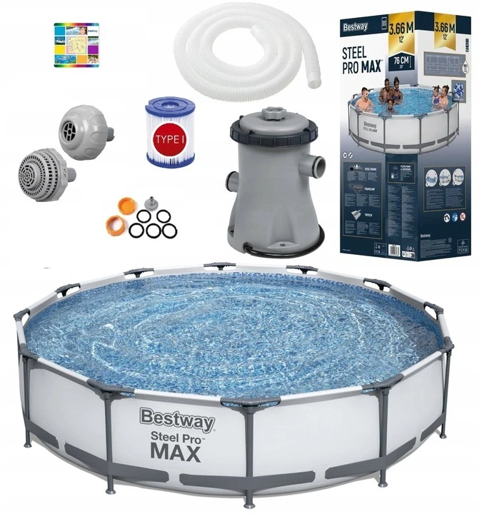 Каркасний басейн Bestway Steel Pro MAX 366х76 см (6473 л) для дорослих та дітей (56416)
