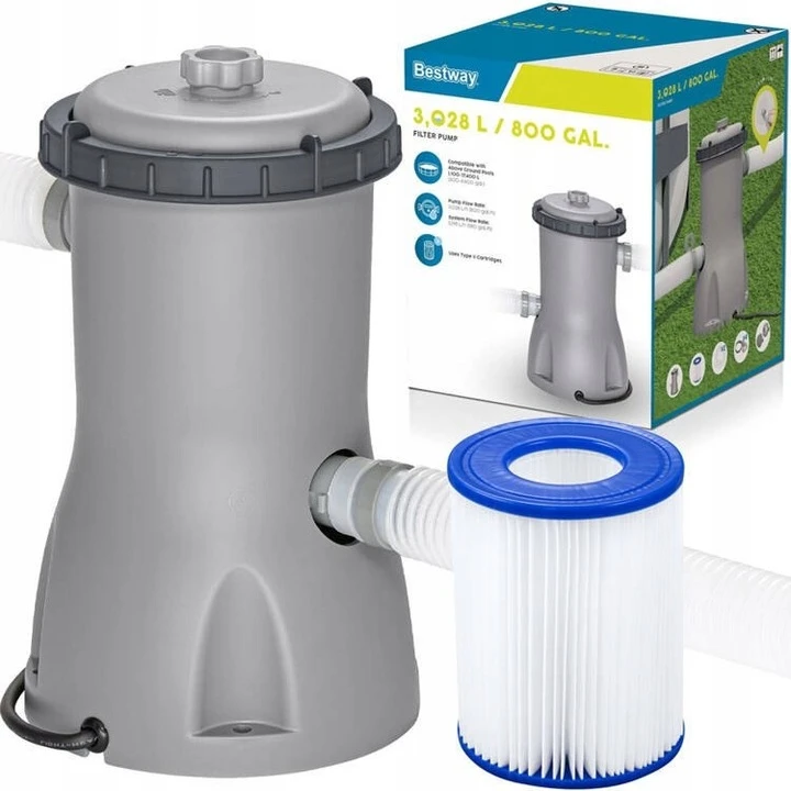 Фільтр-насос 3028 л/год Bestway 58386 зі шлангами, хомутами та форсунками