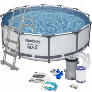 Каркасний басейн 10 в 1 Bestway Steel Pro Max 366 х 100 см з драбиною