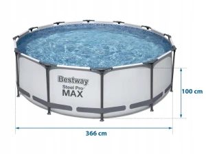 Каркасний басейн 10 в 1 Bestway Steel Pro Max 366 х 100 см з драбиною