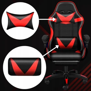 Ігрове крісло Care Life з підставкою для ніг Red/Black (CF-301-TBM)