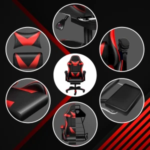 Ігрове крісло Care Life з підставкою для ніг Red/Black (CF-301-TBM)
