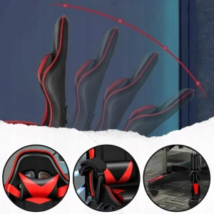 Ігрове крісло Care Life з підставкою для ніг Red/Black (CF-301-TBM)
