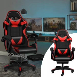 Ігрове крісло Care Life з підставкою для ніг Red/Black (CF-301-TBM)