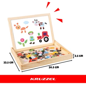 Двостороння магнітна навчальна дошка Kruzzel, 108 ел.