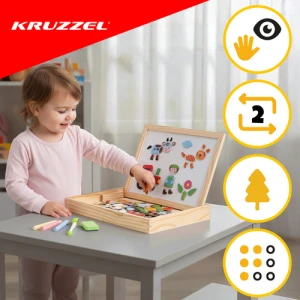 Двостороння магнітна навчальна дошка Kruzzel, 108 ел.