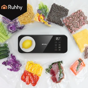 Вакууматор для продуктів з вагою, ножем, 5 пакетів та плівка Ruhhy Black Line