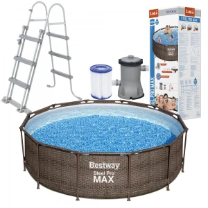 Каркасний басейн 366 x 100 см Bestway Ротанг 56709 з насосом і драбиною
