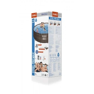 Каркасний басейн 366 x 100 см Bestway Ротанг 56709 з насосом і драбиною