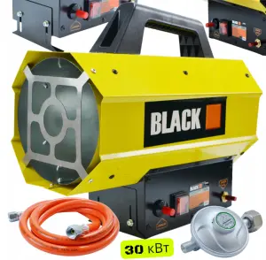 Газовий обігрівач / Газова теплова гармата (дуйка) 30 кВт BLACK (Пропан/Бутан) + шланг і редуктор (Польща)